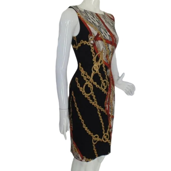 CACHE Lux Print Dress, S, Black/Snakeskin, Pull over, Sleeveless, Stretch - Picture 2 of 14
